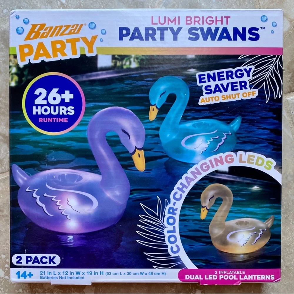 Banzai Party Lumi Bright Party Swans - 2 Count